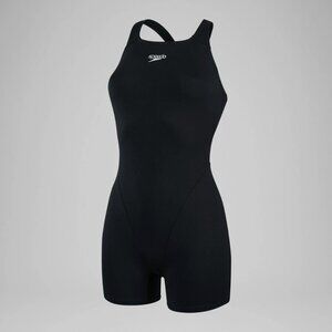 Speedo Women's Eco Endurance+ Legsuit Swimsuit Black / White txt NWT 6
